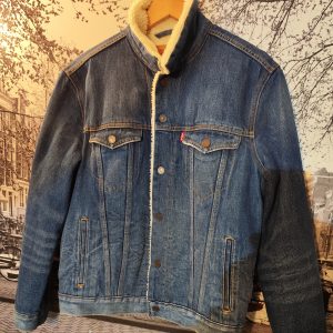 Levi Mens Fur Jean Jacket Blue